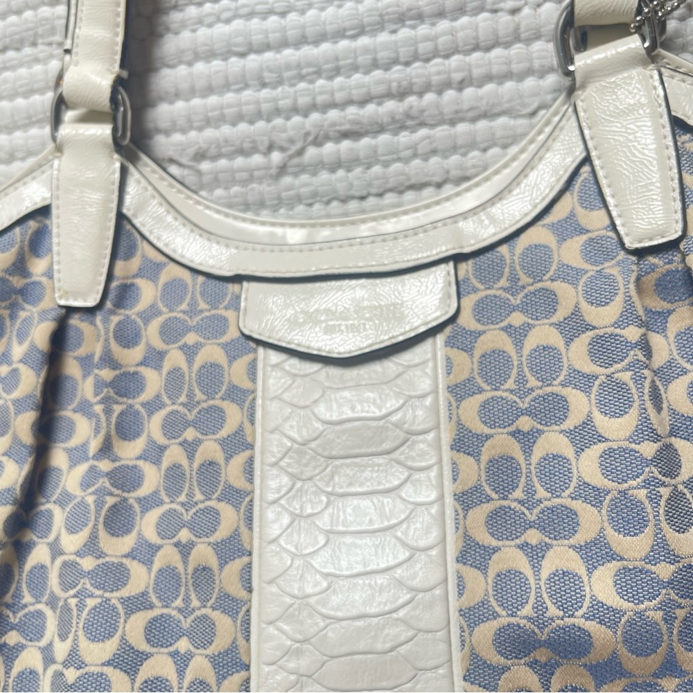 NEW COACH SIGNATURE JACQUARD SHOULDER BAG CHAMBRAY BLUE ALLIGATOR STRIPE F27734 - Picture 2 of 12
